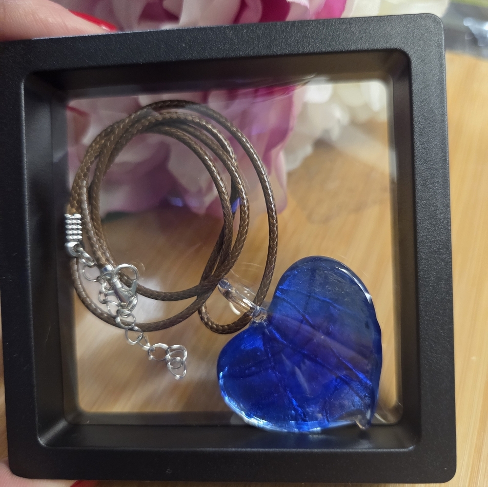 Blue Heart Pendant Necklace - Picture 2 of 2